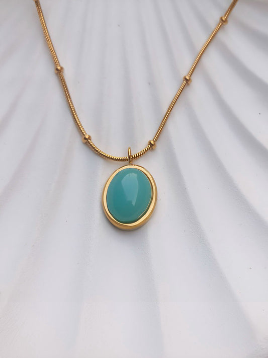 BLUE GOLD PLATED NECKLACE