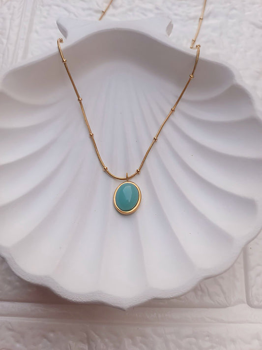 BLUE GOLD PLATED NECKLACE