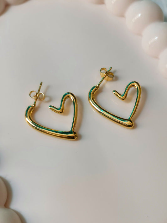 GOLD PLATED HEART EARRINGS