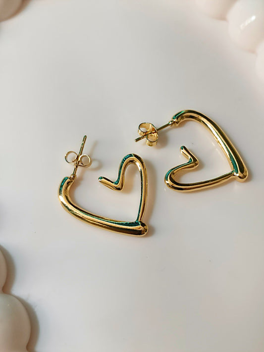 GOLD PLATED HEART EARRINGS