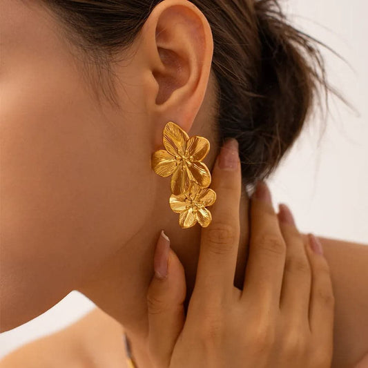 Gold Plated Flower Earrings